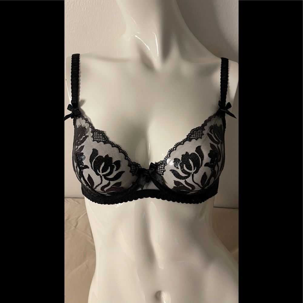 NWT Agent Provocateur Sparkle Plunge Black Bra - Picture 2 of 8